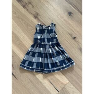 Oshkosh Girls Navy and White Plaid Crochet Lined Sleeveless Sundress Size 3T